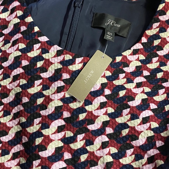 J Crew Dress, Midi Dress, Geo, Sz 10T, 10 Tall, Cotton, Portfolio Dress, NWT - Picture 2 of 13